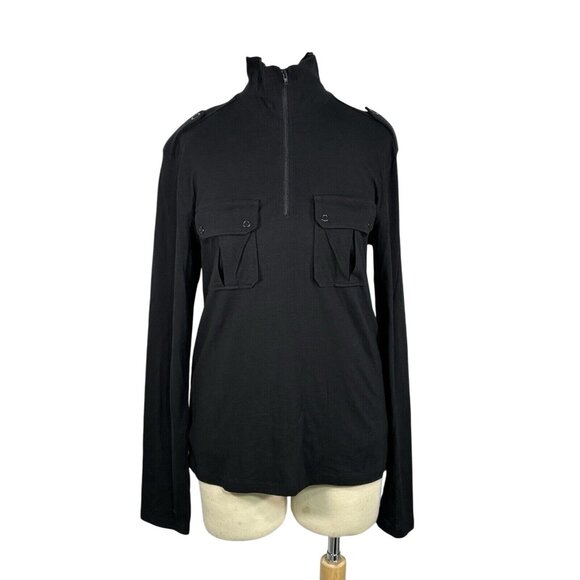 Moschino Jeans Uomo Mens Black Long Sleeve Pullover With Epaulettes & Front Pock - Picture 1 of 7